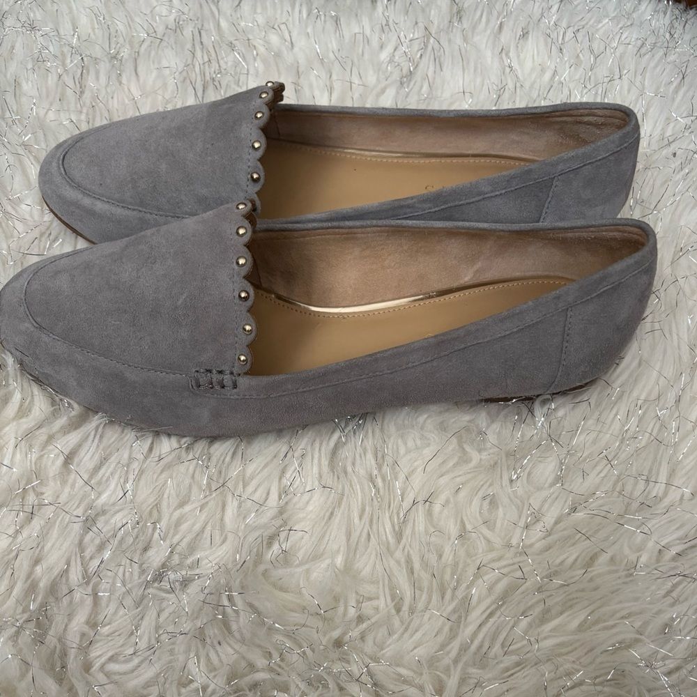 Talbots Gray Women’s Ryan Scaloop Flats Suede Loafers with Stud Detail Size 9M - Picture 7 of 11